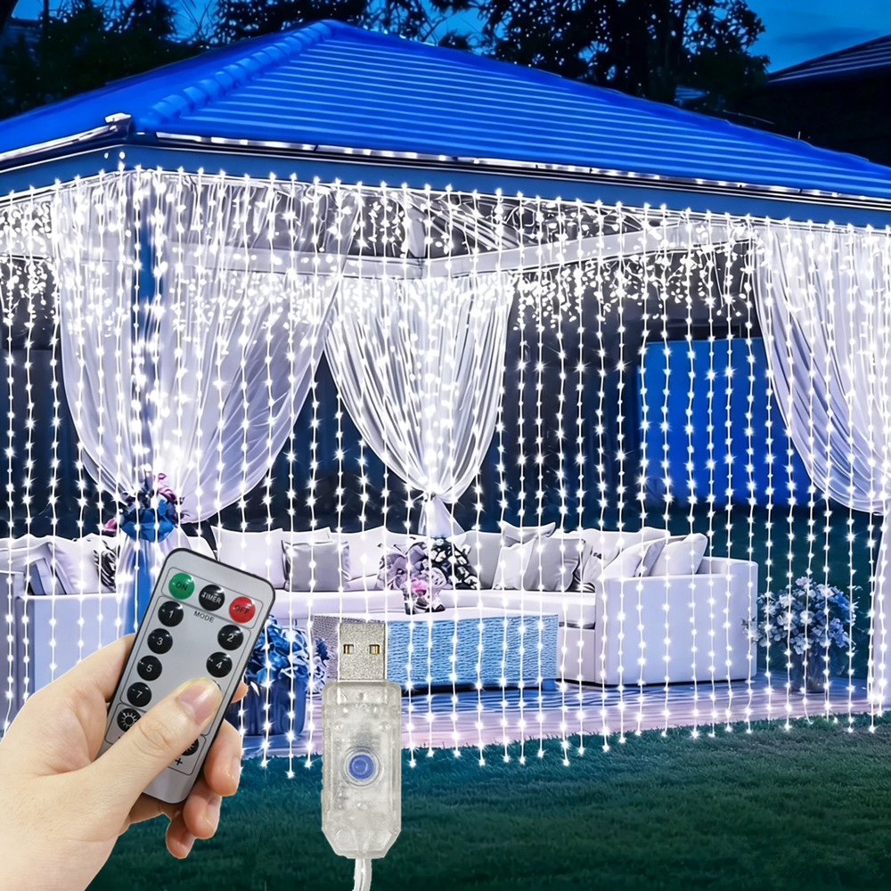 Fairy Lights Bedroom - Светодиодная гирлянда-штора 3/4/6 м с 8