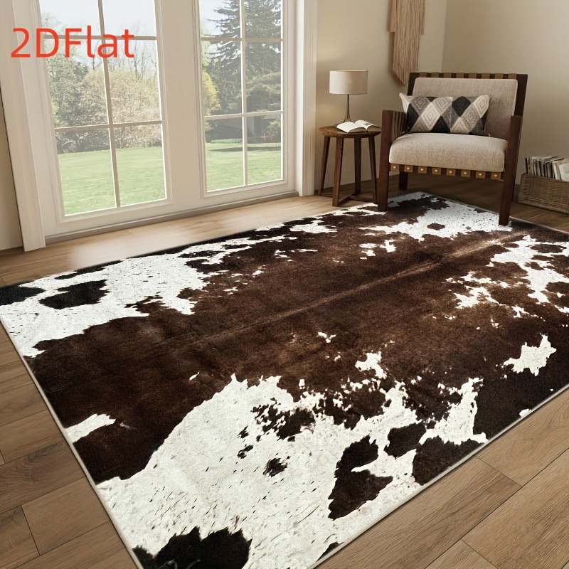 Cowhide Rug Faux - Плоский ковер из фланели с 2D-принтом