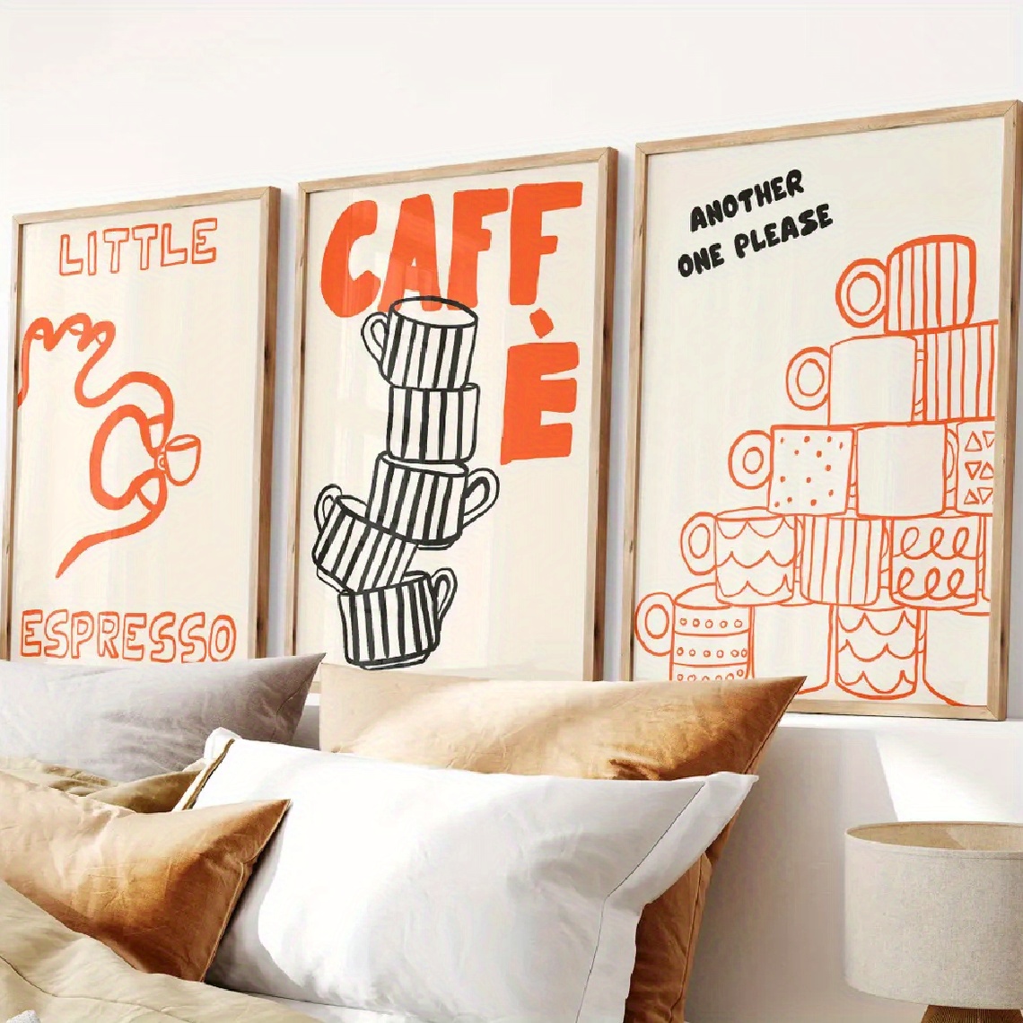 Home Decor Orange - 1/3 шт., итальянский кофейный холст, постер,