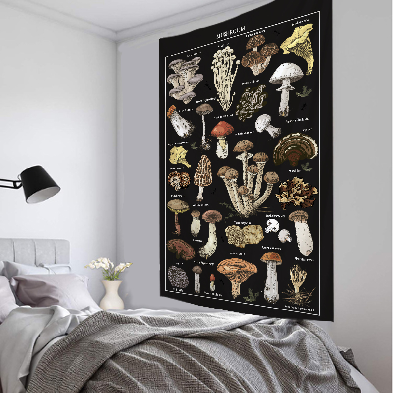 Home Decor Examples - Настенный гобелен с изображением черных грибов,