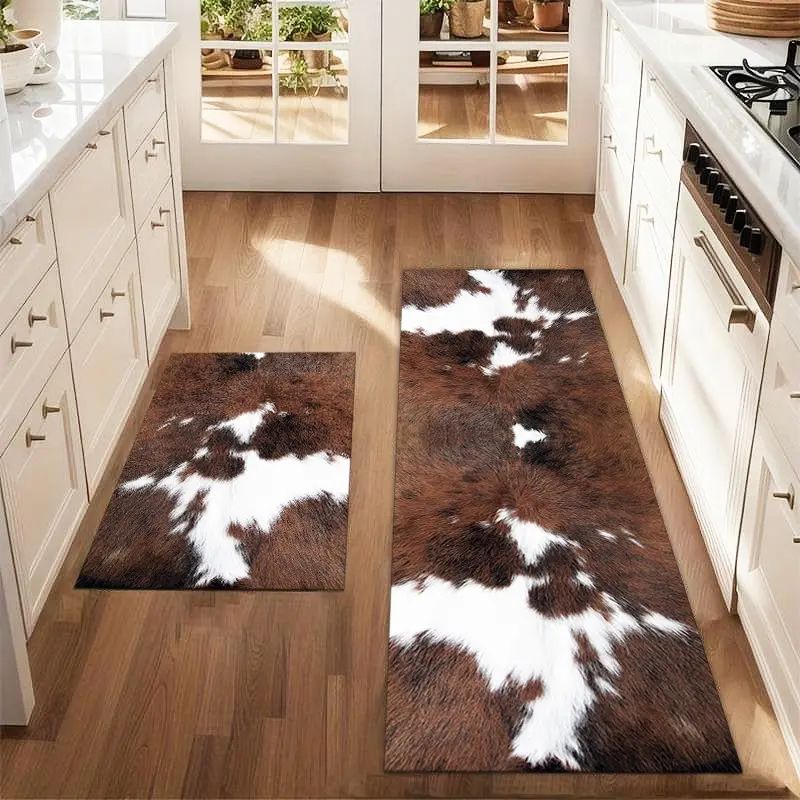 Cowhide Rug Faux - VIKAMA 1/2 шт. Кухонный коврик с
