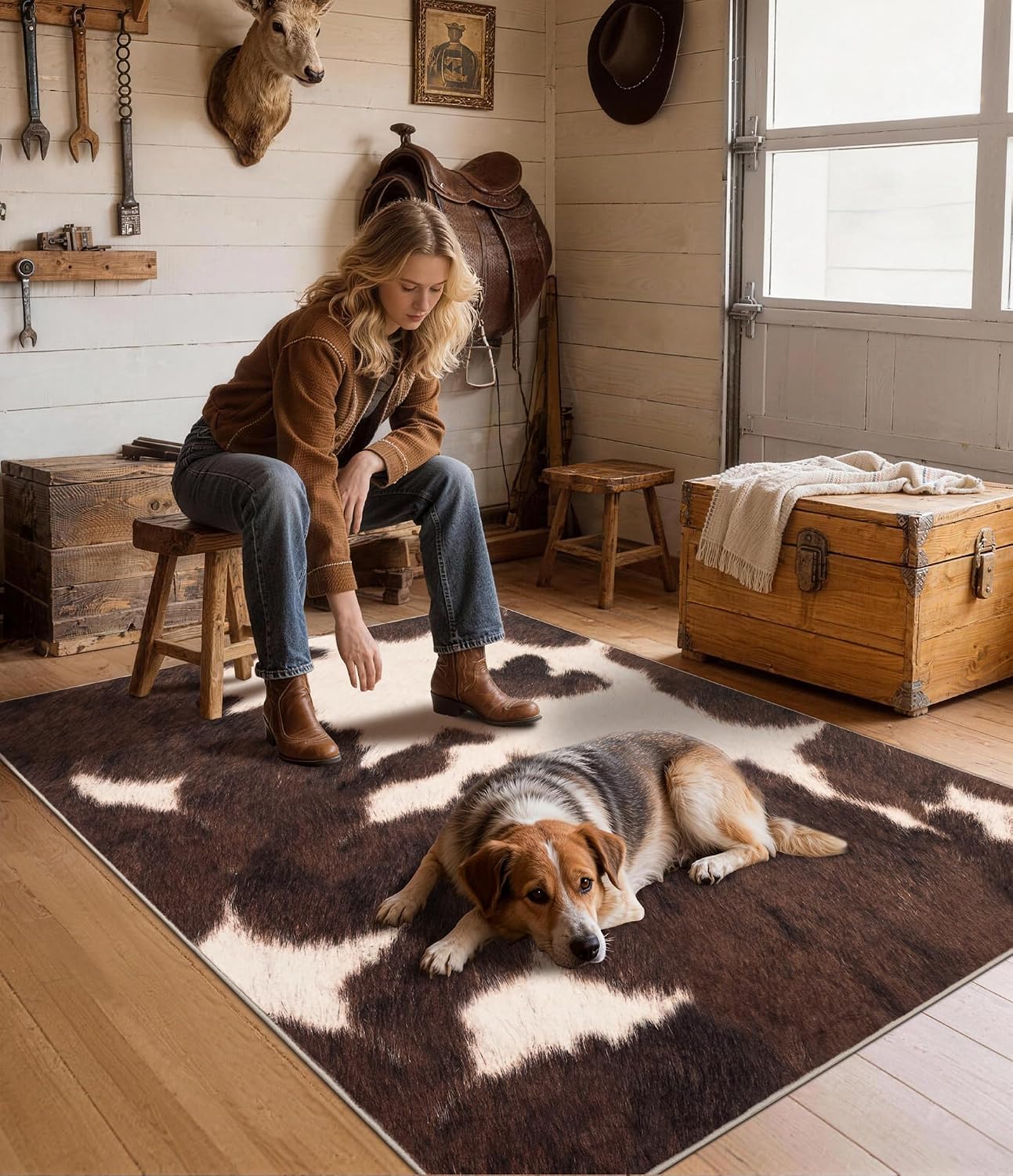 Коричневый ковер из искусствен – обзор и цена Cowhide Rug Faux