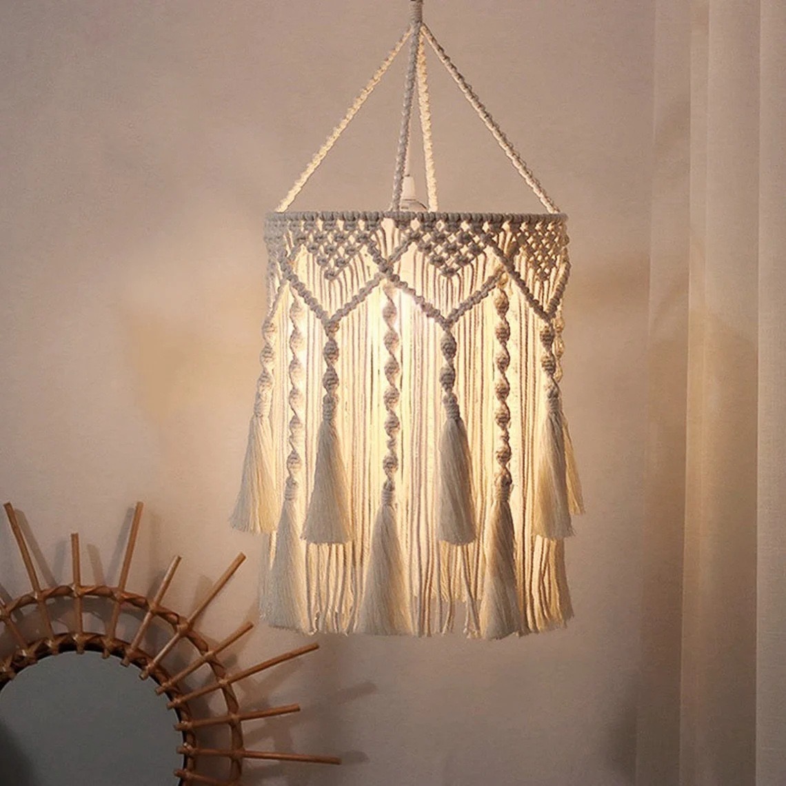 Абажур ручной работы из хлопко – обзор и цена Rope Light Decoration